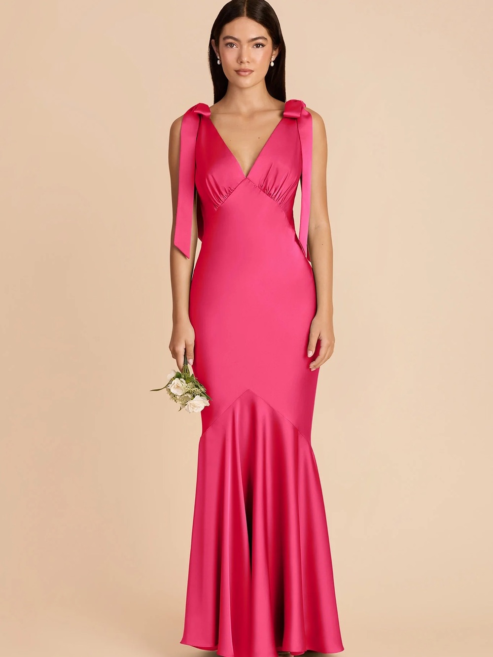 Birdy Grey Hot Pink Tie-Shoulder Mermaid Maxi Dress